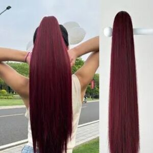Elegant Burgundy Hair Extension Ponytail. 26in